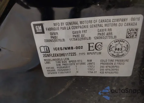 2017 Chevrolet Equinox Ls z USA, uszkodzony, nr VIN 2GNFLEEK0H6117225